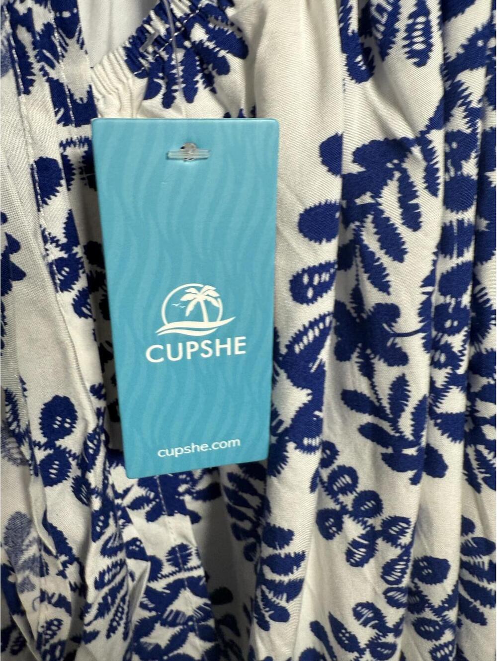 NWT Cupshe White & Blue Floral Boho Mini Dress Women's Size M - Picture 5 of 6